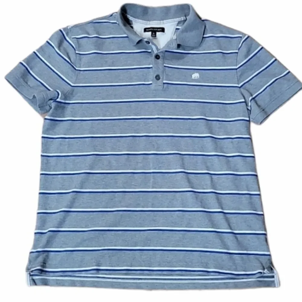 BANANA REPUBLIC GRAY STRIPED COTTON POLO SHIRT